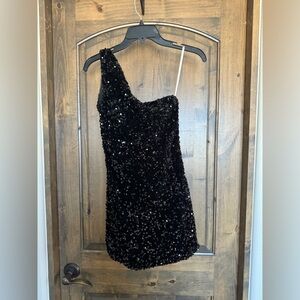 Black Sequin Mini Dress
